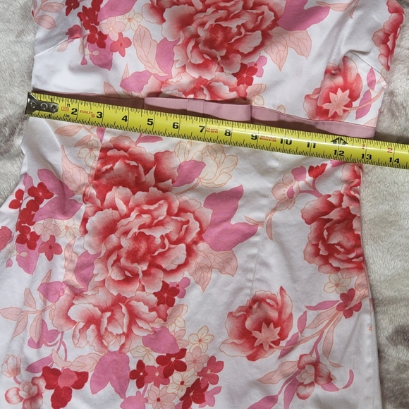 Darling Pink and Red Strapless Sundress for Wedding Guest.Size 7 Junior - Picture 4 of 8